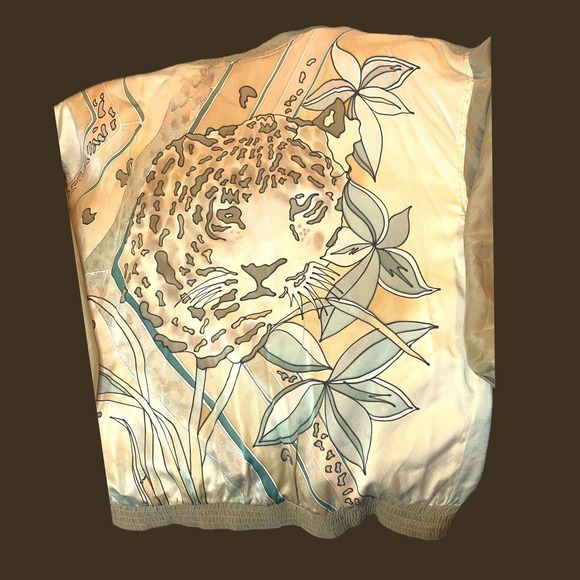 Muriel Women's Silk Track Suit Jacket Size XL Lined Cheetah Print Grandma Core - Picture 3 of 9